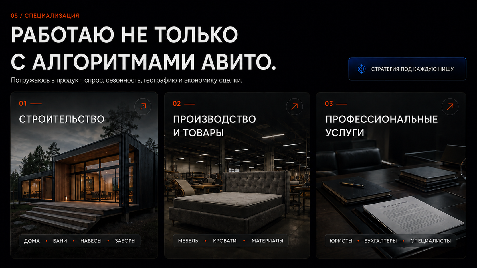 Ниши, с которыми работает Дмитрий Ситнов